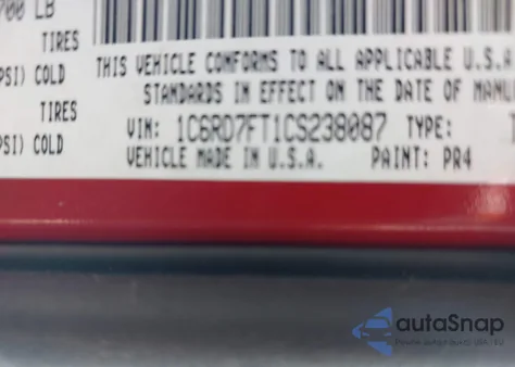 2012 Ram 1500 St из США, поврежденный, VIN 1C6RD7FT1CS238087